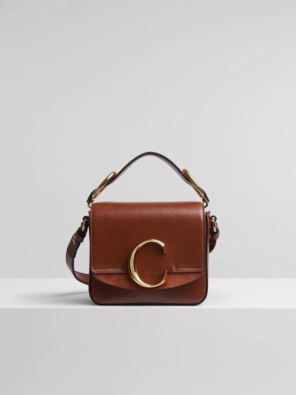 Mini Bolsos Mujer Chloé C Marrones Suede OVUD02893